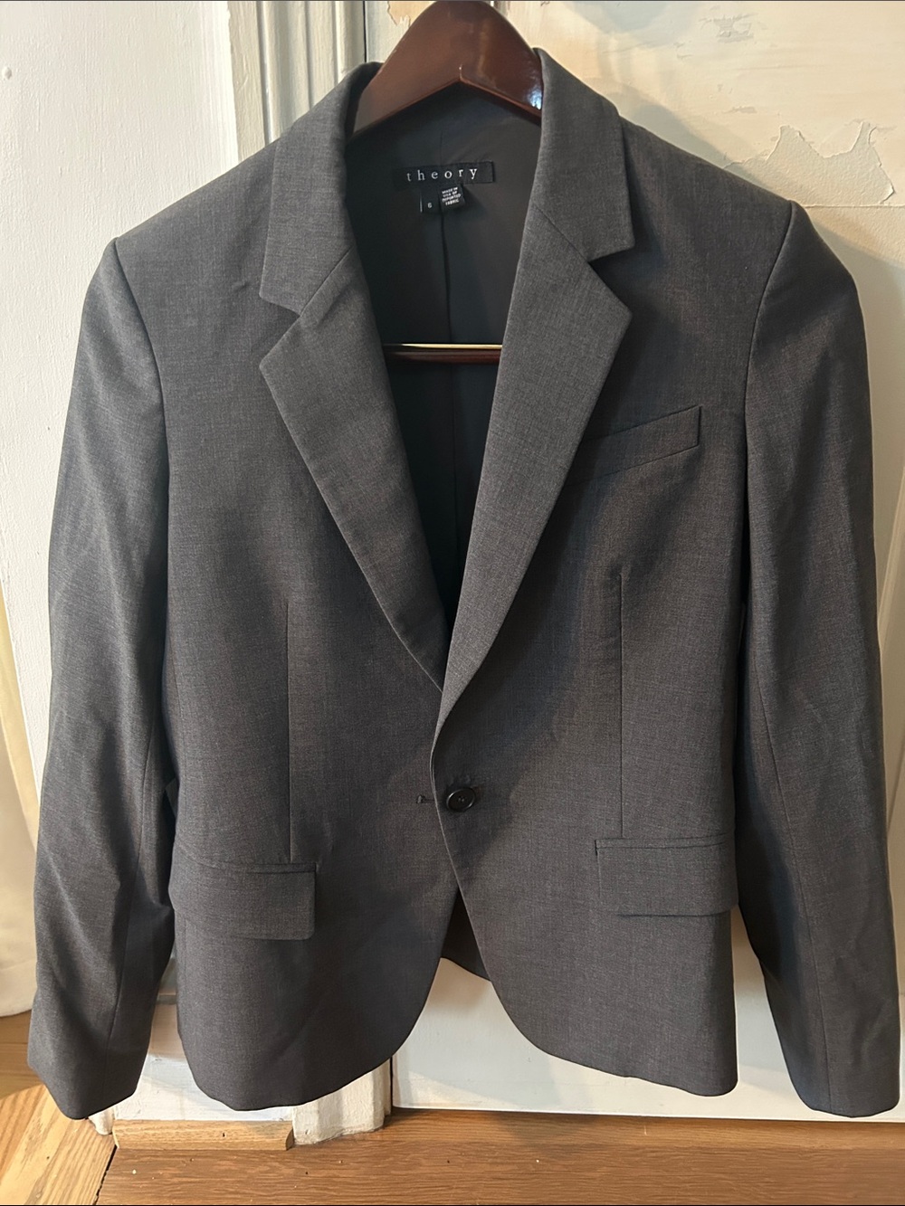 Theory Women’s Charcoal Gray Single-Button Blazer
